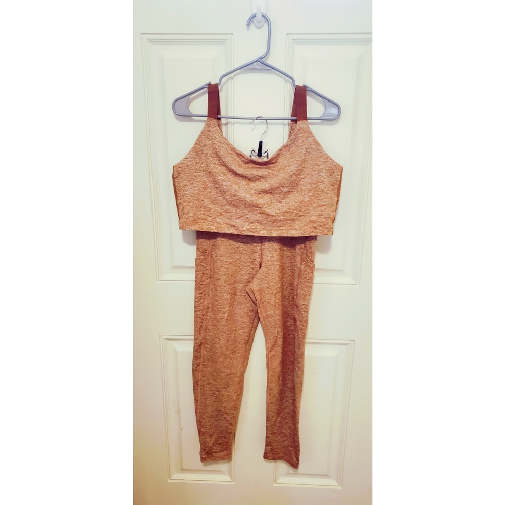 ❗4 for 1 AERIE OFFLINE Hugger High Waisted Foldover Leggings L +Longline Bra ❗️
